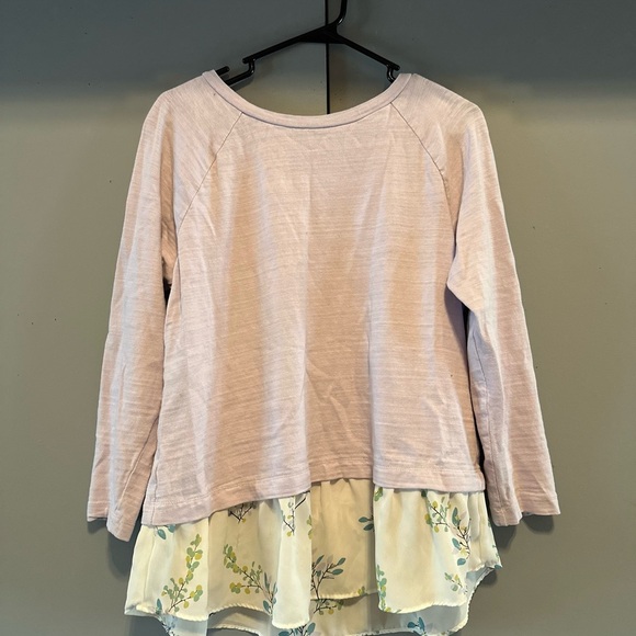 LOFT - Lavender Knit Top With Floral Hem (Size S) - Picture 1 of 12